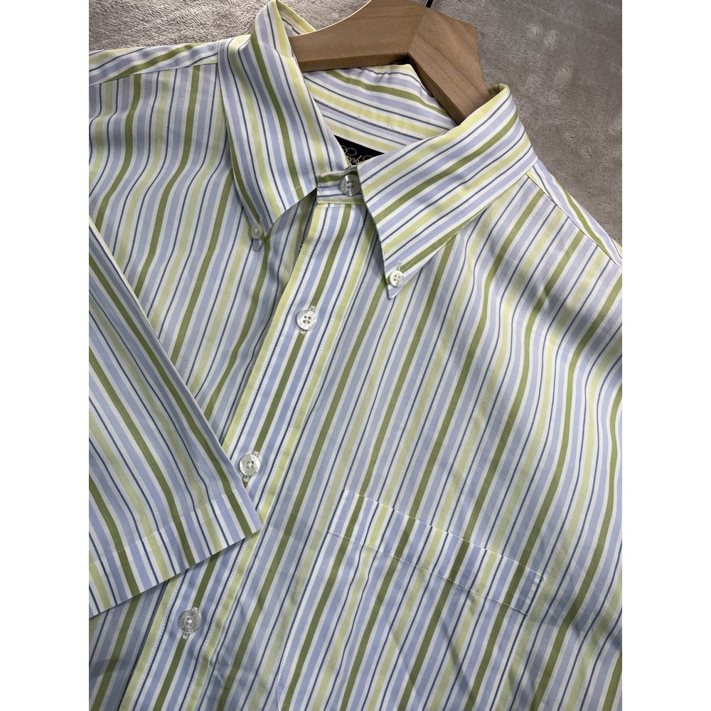 Brooks Brothers Button Down Shirt Mens L Multi Stripe Short Sleeve Cotton